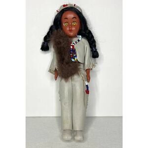 Vintage Collectible Indian Girl 8inch Doll Native American Squaw Doll